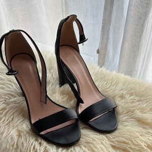 J. Crew Black Leather Block Heels